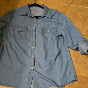 Blue Denim Button-Up Shirt